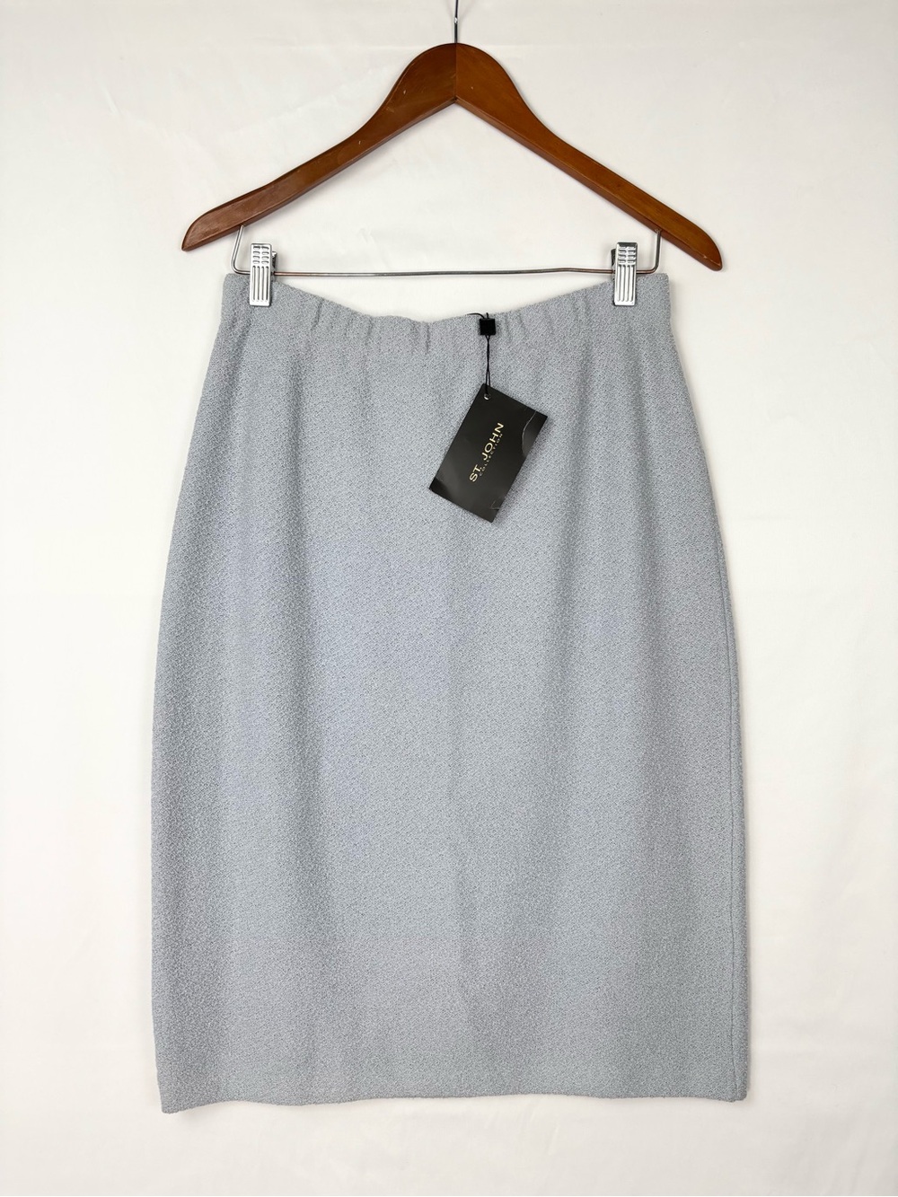 NEW Vintage St John Collection Knit Midi Skirt Size 8 Blue USA Wool